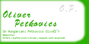 oliver petkovics business card